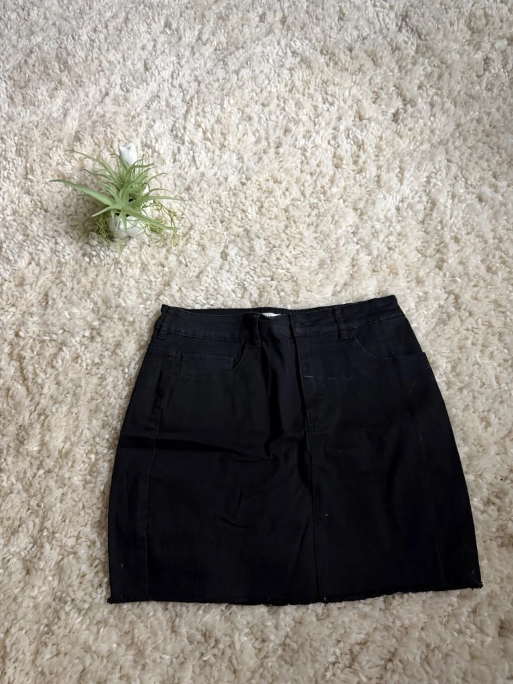 Classic Garage Black Denim-Style Grunge Goth cute clubbing Mini Skirt with Belt - Picture 3 of 7